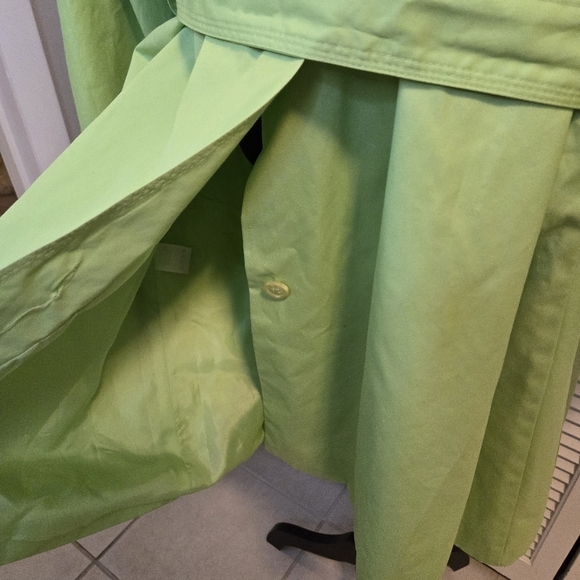 Jessica London Size 22W Long Trench Coat Removable Liner LIME GREEN BELTED - Picture 8 of 10